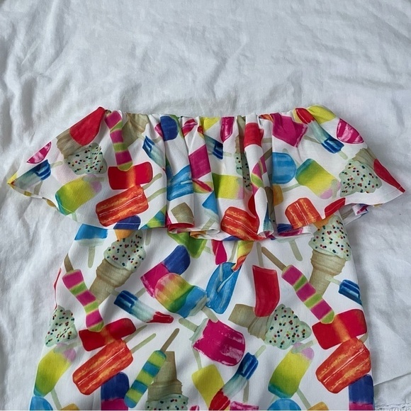Tiff & Jen SMALL Ice Cream Ruffle off Shoulder Dress Popsicle Summer cold - Picture 4 of 7